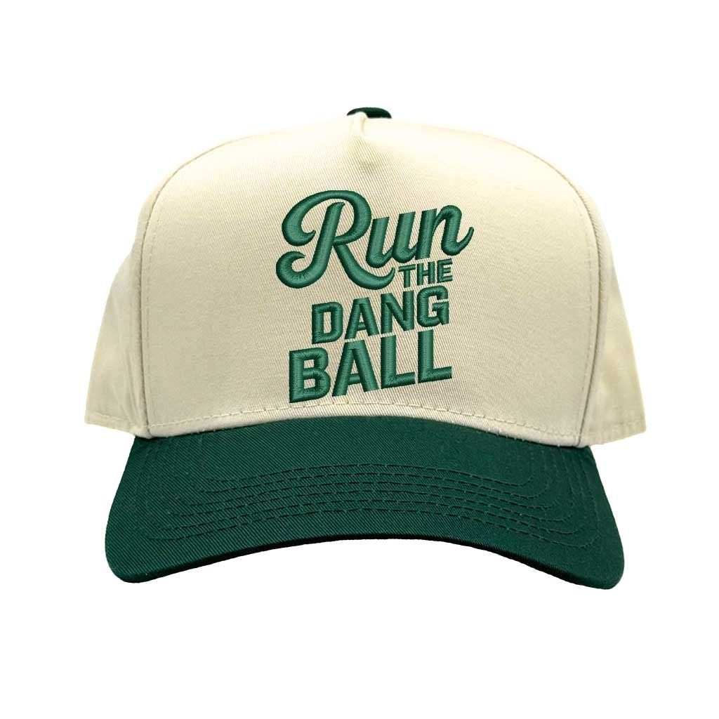 Natural Forest Green Run the Dang Ball Two Tone Baseball Hat Trendy Unisex Adjustable Baseball Cap for Streetwear, Tailgates, Rodeos & Festival Fashion - DSY Lifestyle