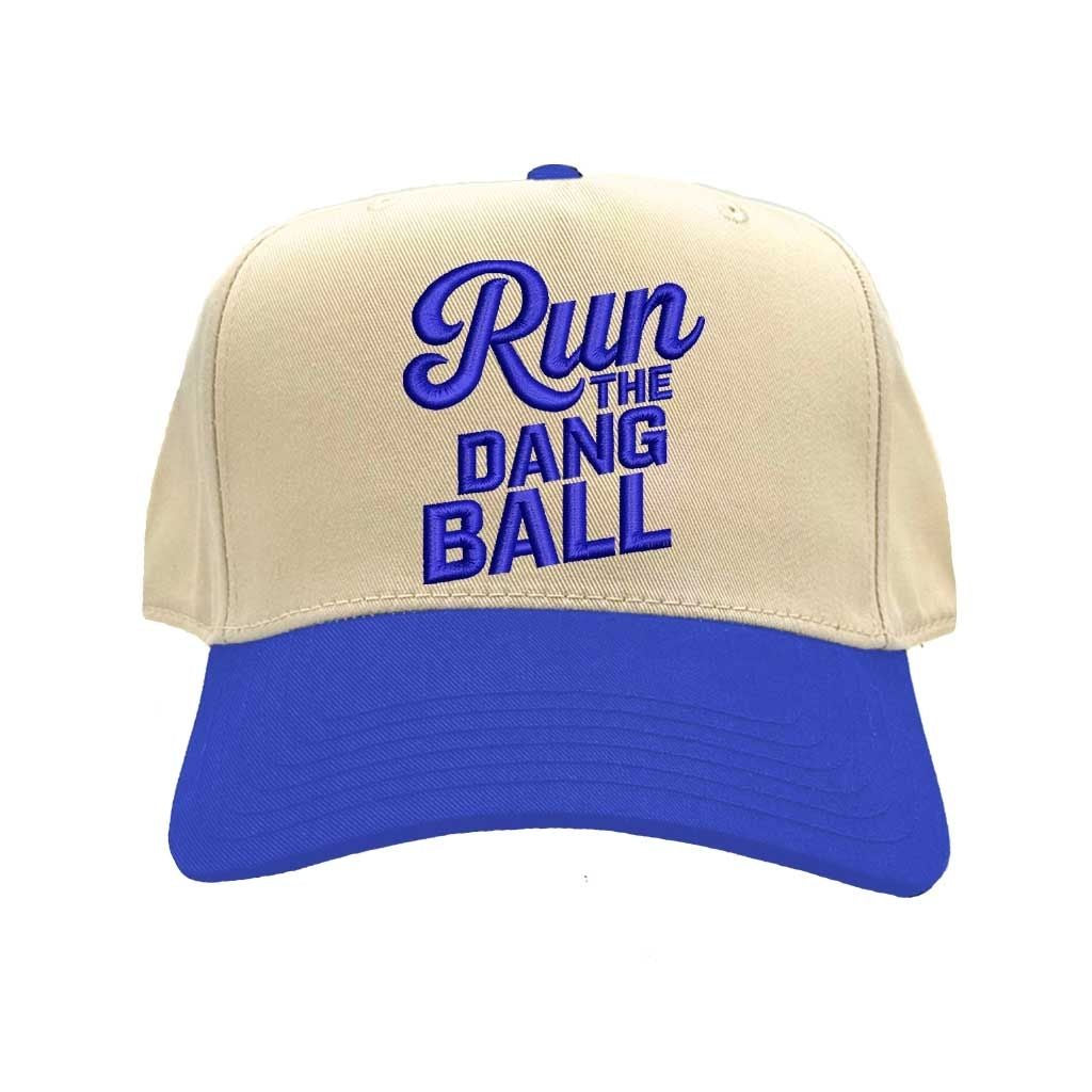 Natural Royal Blue Run the Dang Ball Two Tone Baseball Hat Trendy Unisex Adjustable Baseball Cap for Streetwear, Tailgates, Rodeos & Festival Fashion - DSY Lifestyle