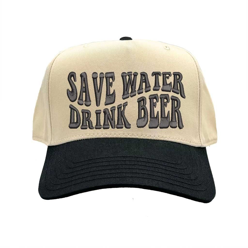 Natural Black Save Water Drink Beer Two Tone Baseball Hat Trendy Unisex Adjustable Baseball Cap for Streetwear, Tailgates, Rodeos & Festival Fashion - DSY Lifestyle
