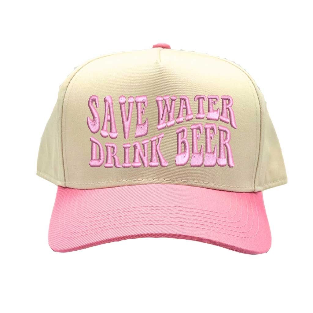 Natural Light Pink Save Water Drink Beer Two Tone Baseball Hat Trendy Unisex Adjustable Baseball Cap for Streetwear, Tailgates, Rodeos & Festival Fashion - DSY Lifestyle