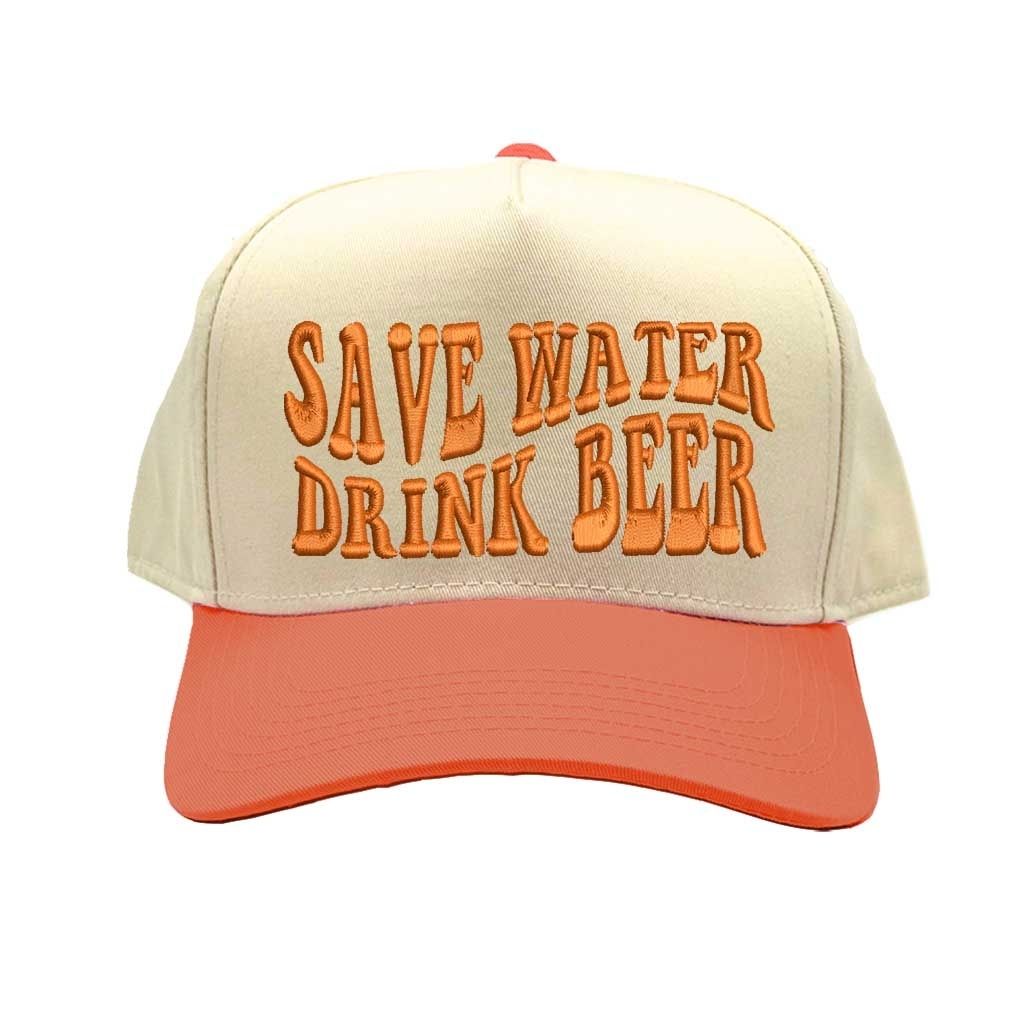 Natural Orange Save Water Drink Beer Two Tone Baseball Hat Trendy Unisex Adjustable Baseball Cap for Streetwear, Tailgates, Rodeos & Festival Fashion - DSY Lifestyle