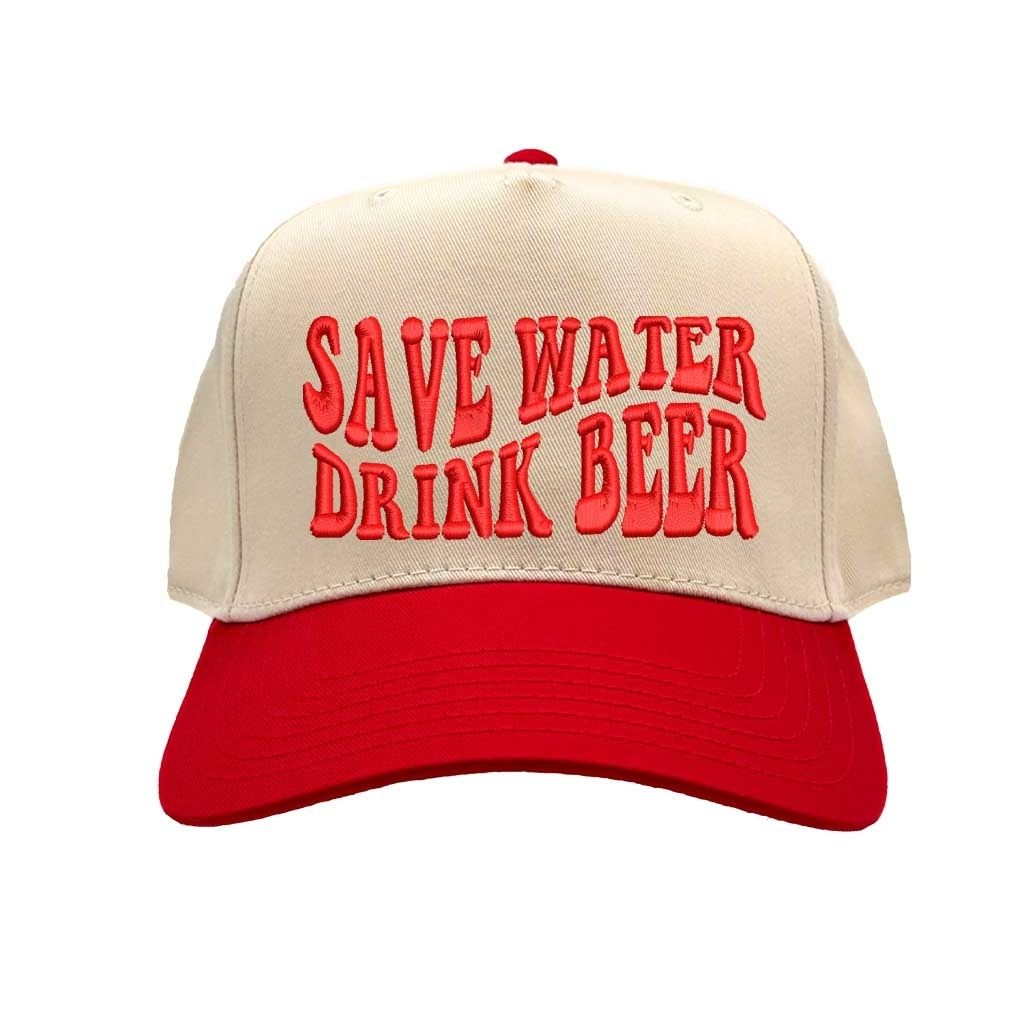 Natural Red Save Water Drink Beer Two Tone Baseball Hat Trendy Unisex Adjustable Baseball Cap for Streetwear, Tailgates, Rodeos & Festival Fashion - DSY Lifestyle