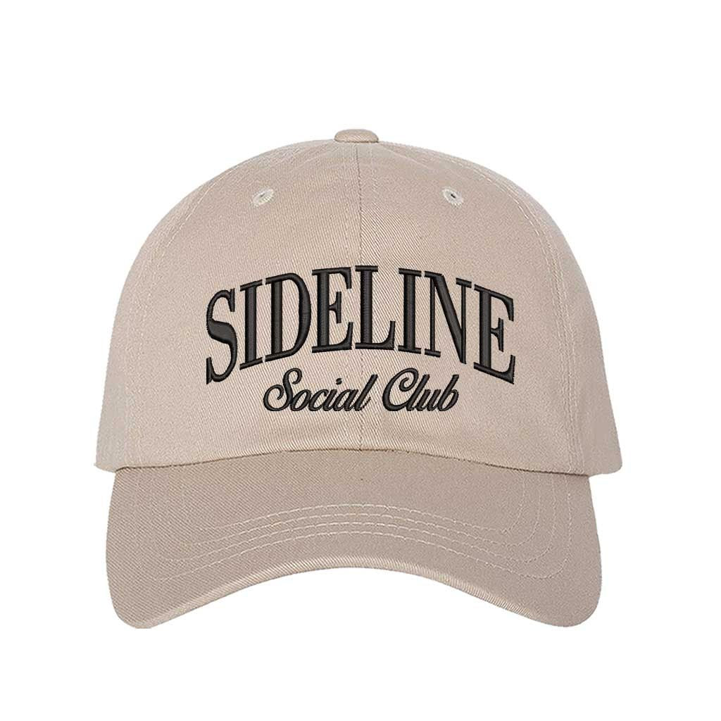 Stone Sideline Social Club Embroidered Baseball Hat with 3D raised embroidery, adjustable strap, and breathable cotton design. - DSY Lifestyle