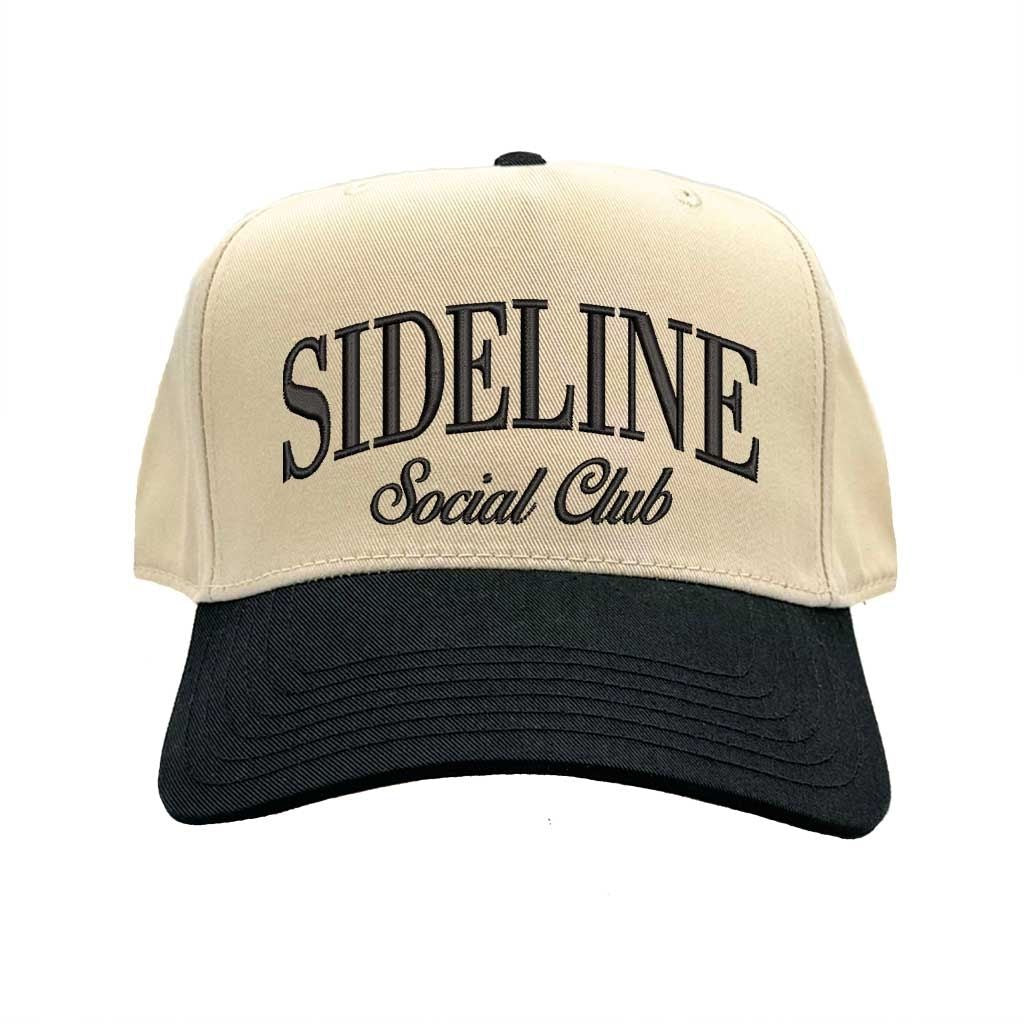 Natural Black Sideline Social Club Two Tone 5 Panel Embroidered Baseball Hat with bold embroidery and sporty two-tone design – DSY Lifestyle