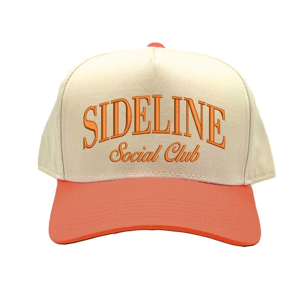 Natural Orange Sideline Social Club Two Tone 5 Panel Embroidered Baseball Hat with bold embroidery and sporty two-tone design – DSY Lifestyle