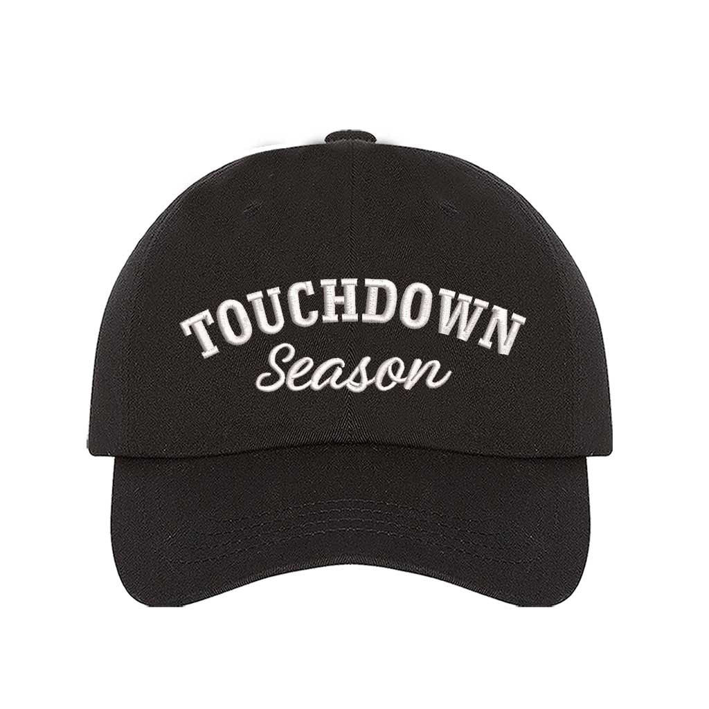 Black Touchdown Season Embroidered Baseball Hat front view - DSY Lifestyle