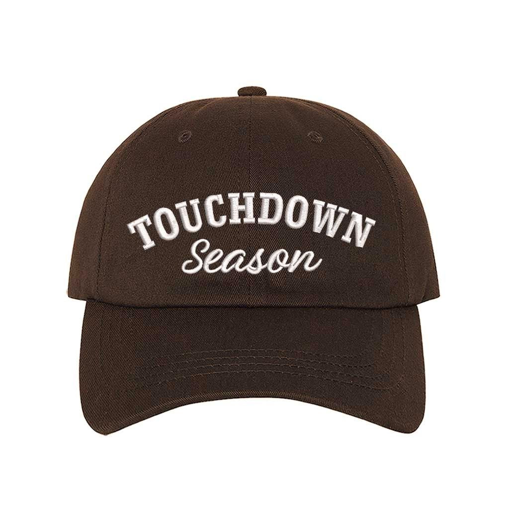Brown Touchdown Season Embroidered Baseball Hat front view - DSY Lifestyle