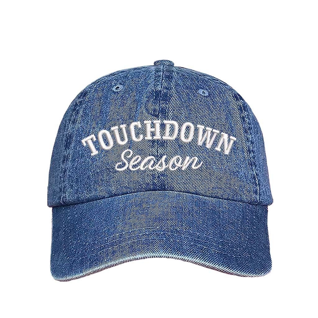 Light Denim Touchdown Season Embroidered Baseball Hat front view - DSY Lifestyle