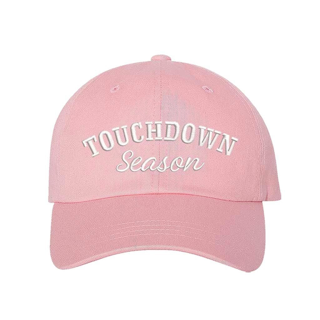 Light Pink Touchdown Season Embroidered Baseball Hat front view - DSY Lifestyle