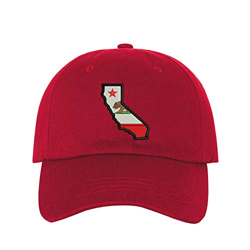 California Map Baseball Hat, Unisex Dad Hat, Embroidered Dad Hat, 3D Puff Dad Hat, California Map Hat, Custom Embroidery, DSY Lifestyle Dad Hat, Red Dad Hat, Made in LA