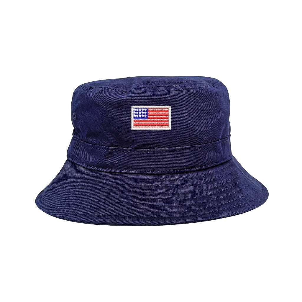 Embroidered American Flag on navy bucket hat - DSY Lifestyle