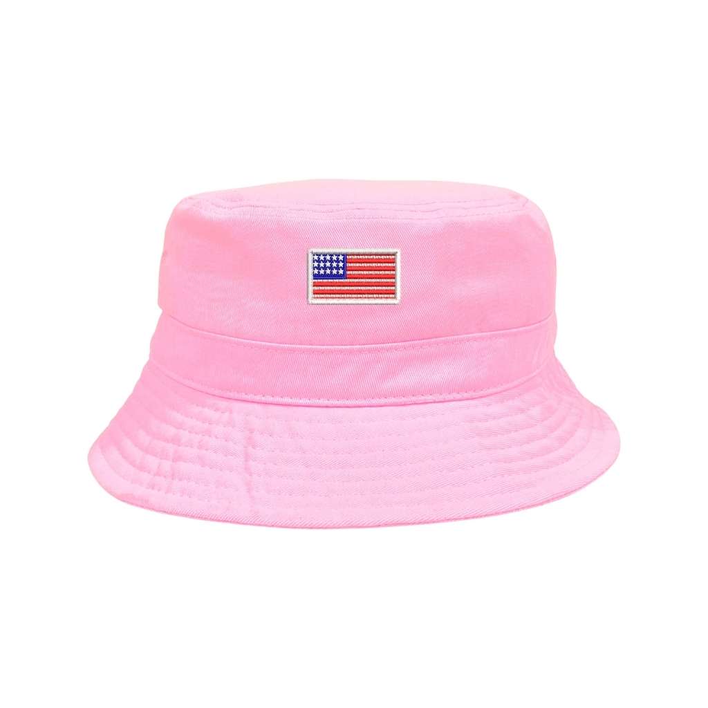 Embroidered American Flag on pink bucket hat - DSY Lifestyle