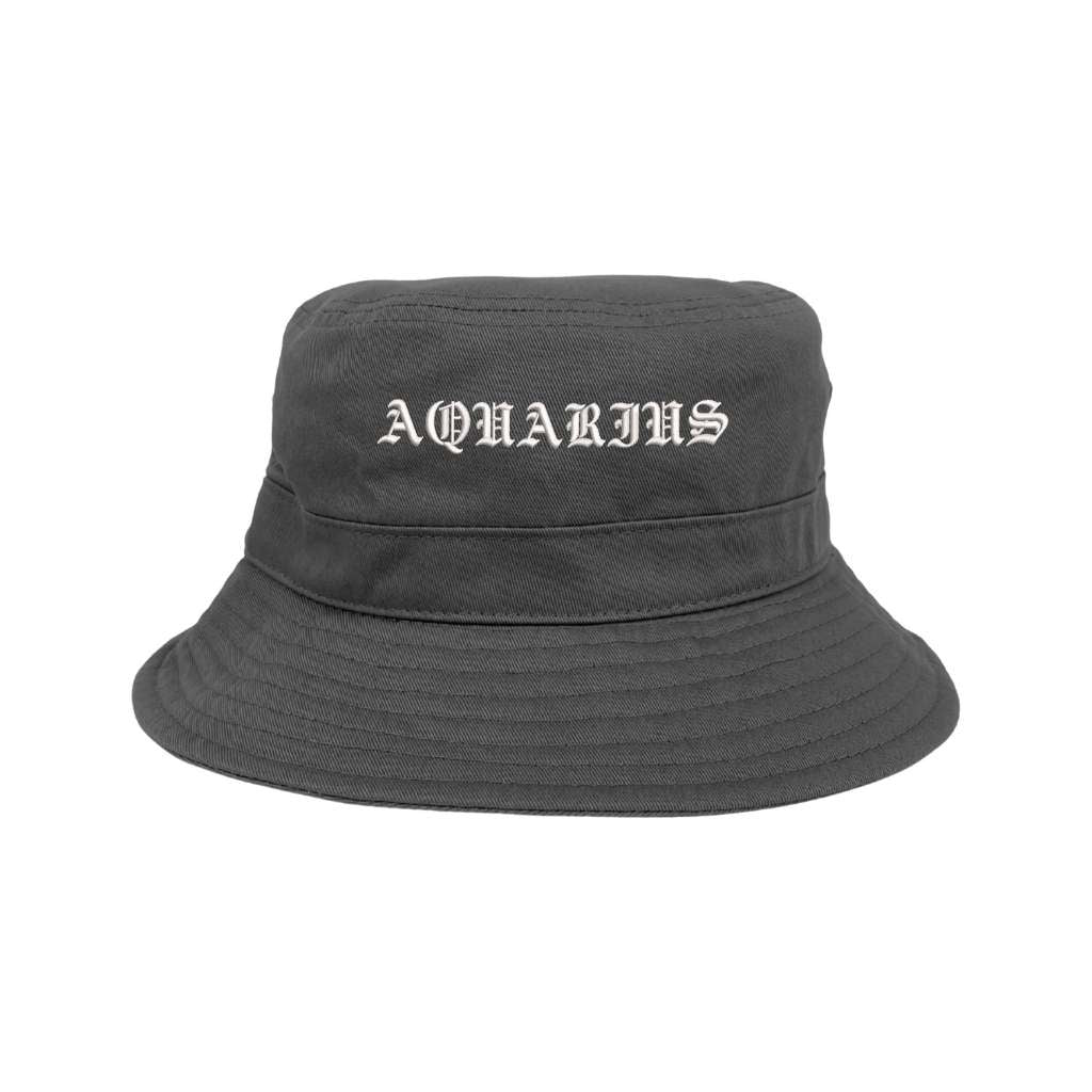 Embroidered aquarius on grey bucket hat - DSY Lifestyle