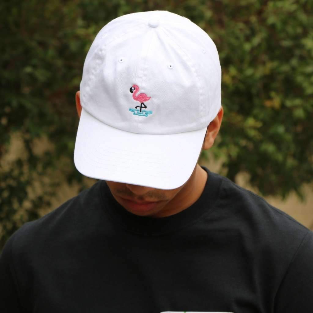 Embroidered flamingo on white baseball hat - DSY Lifestyle