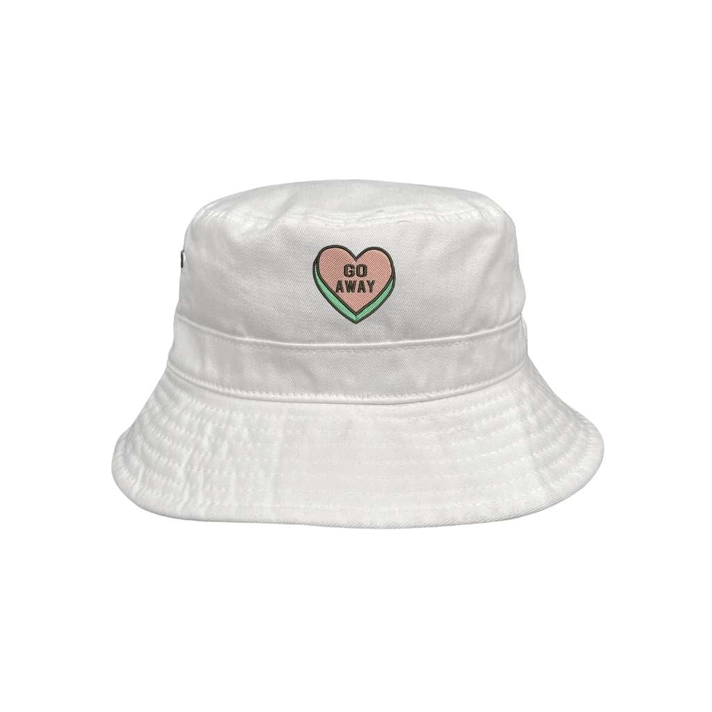 Embroidered Go Away on white bucket hat - DSY Lifestyle