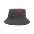 Embroidered hot pink butterfly on grey bucket hat - DSY Lifestyle