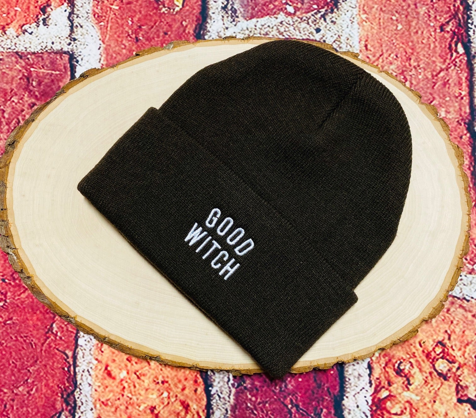 Black beanie embroidered with Good Witch - DSY Lifestyle