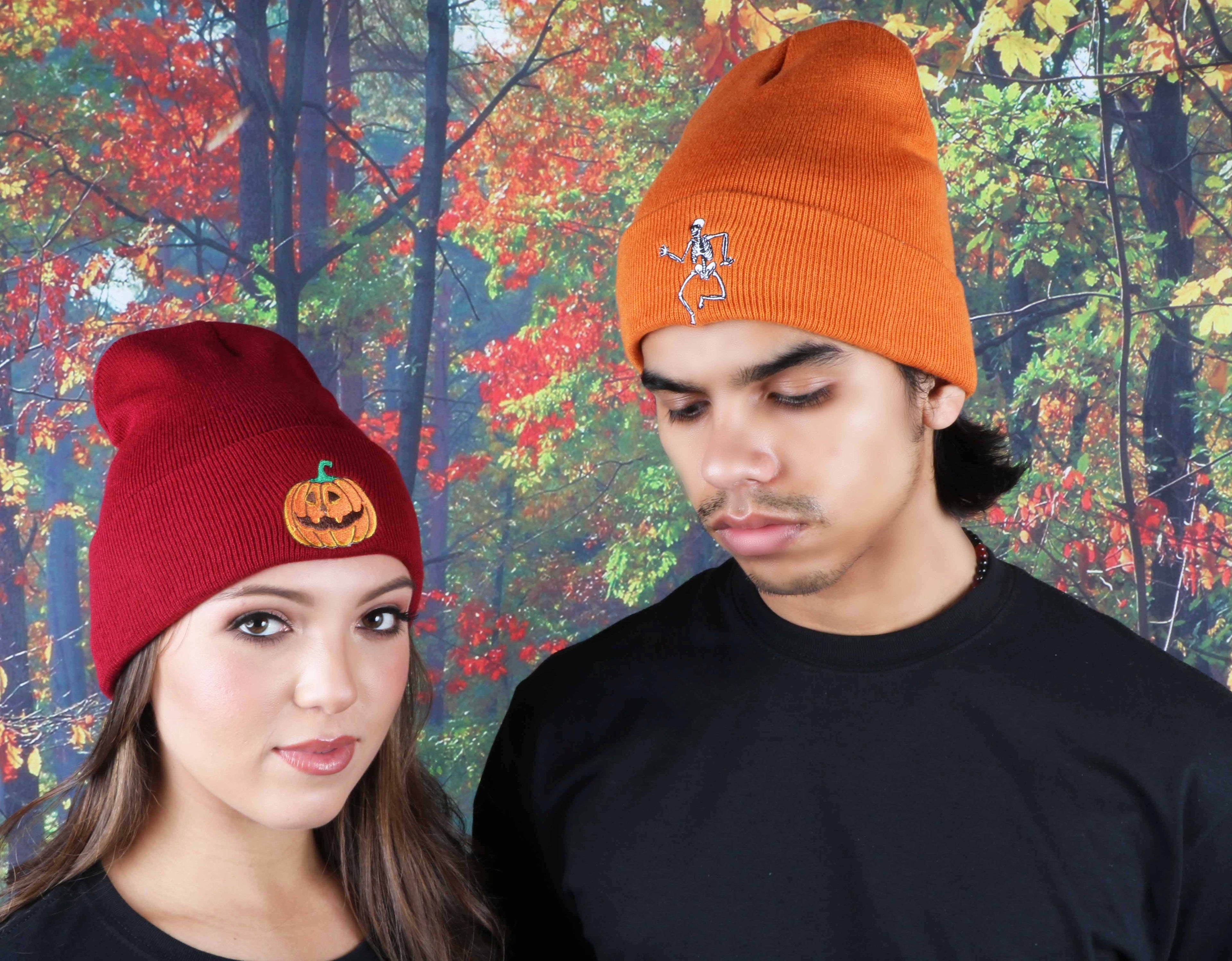 Pumpkin Skeleton Beanie
