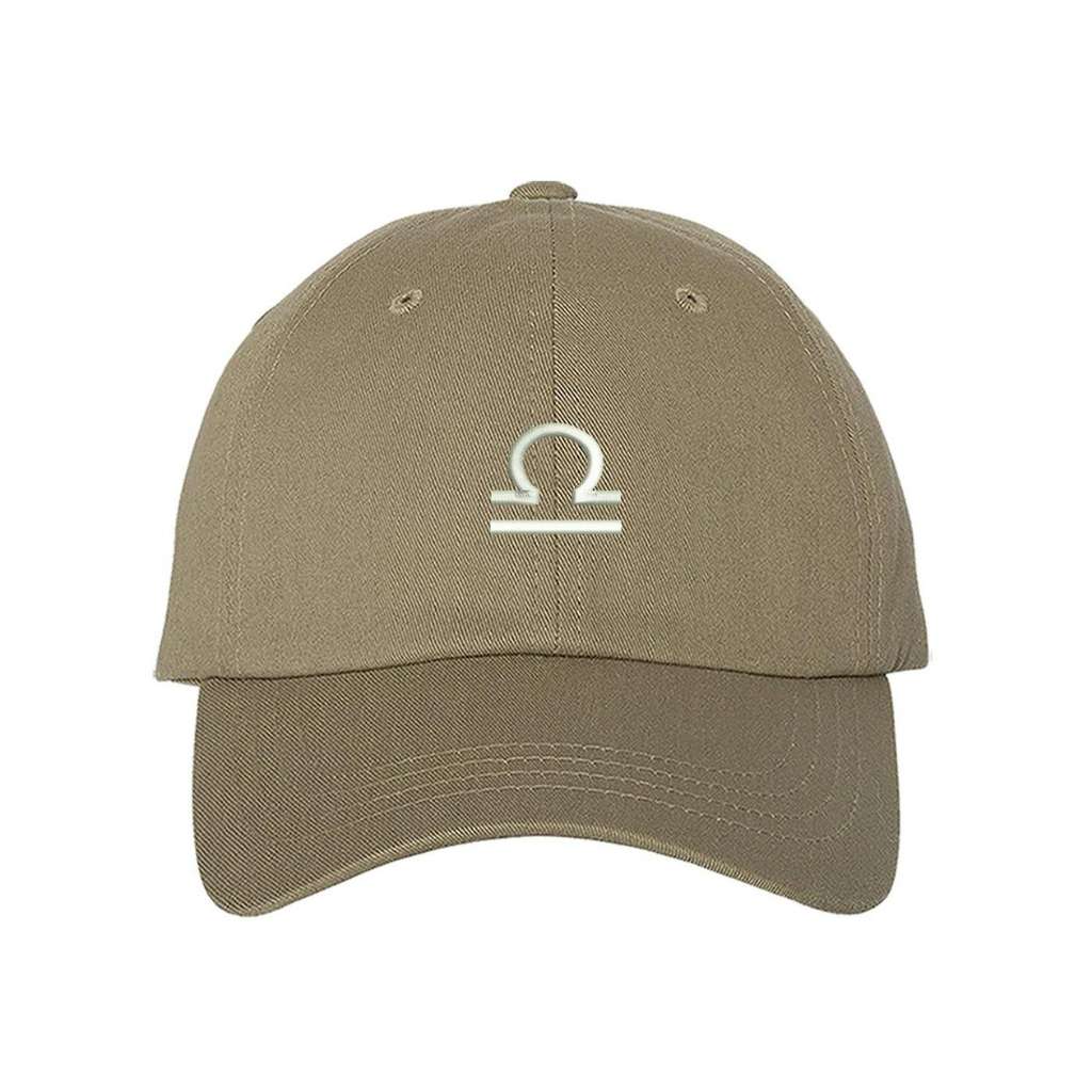 Khaki baseball hat with Libra zodiac symbol embroidered in white - DSY Lifestyle