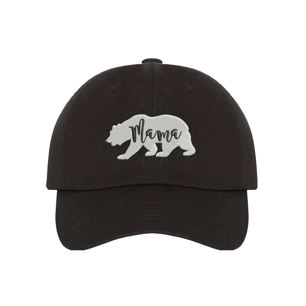 Black baseball hat with white bear outline and Mama embroidered in black - DSY Lifestyle