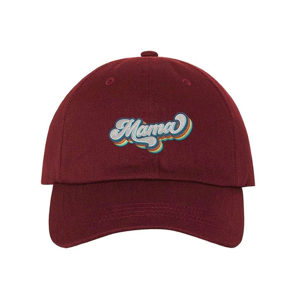 Burgundy baseball hat with Mama embroidered in a retro font - DSY Lifestyle