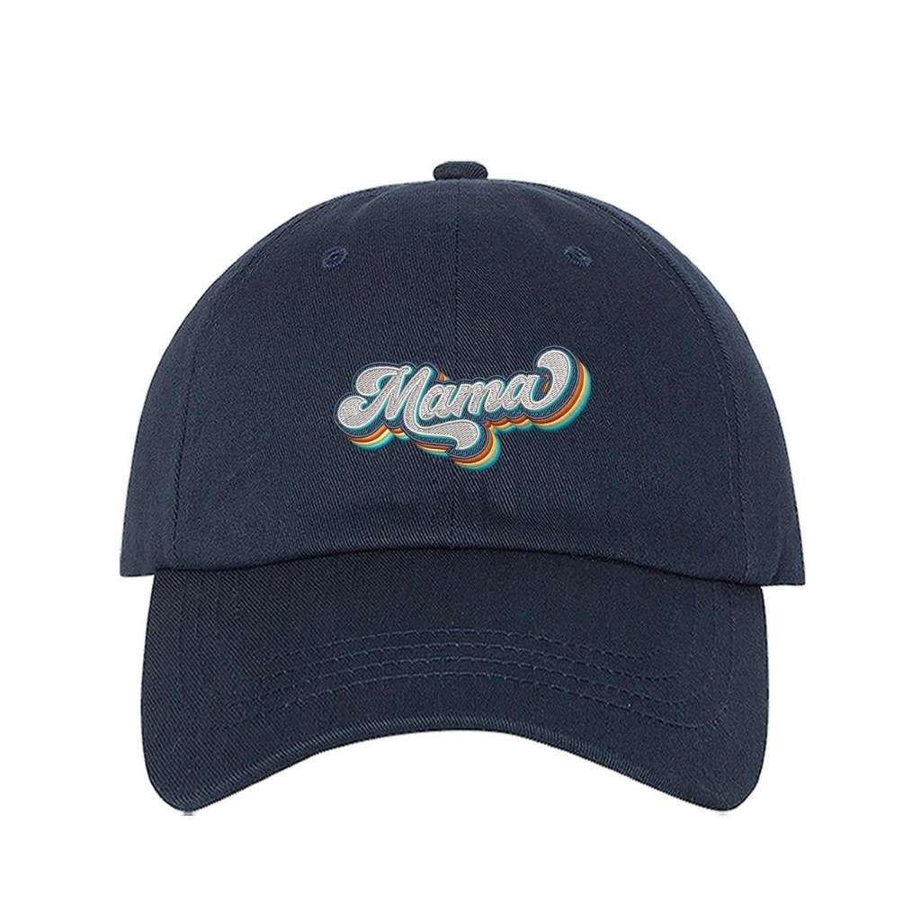 Navy blue baseball hat with Mama embroidered in a retro font - DSY Lifestyle