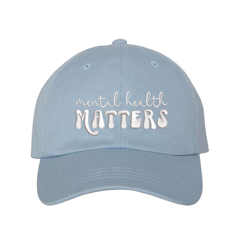Sky Blue baseball cap embroidered with Mental health Matters - DSY Lifestyle