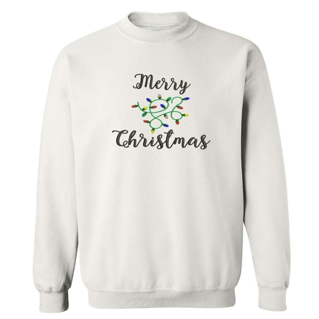 Flat lay of a pink sweatshirt with Merry Christmas embroidered in the front - DSY Lifestyle