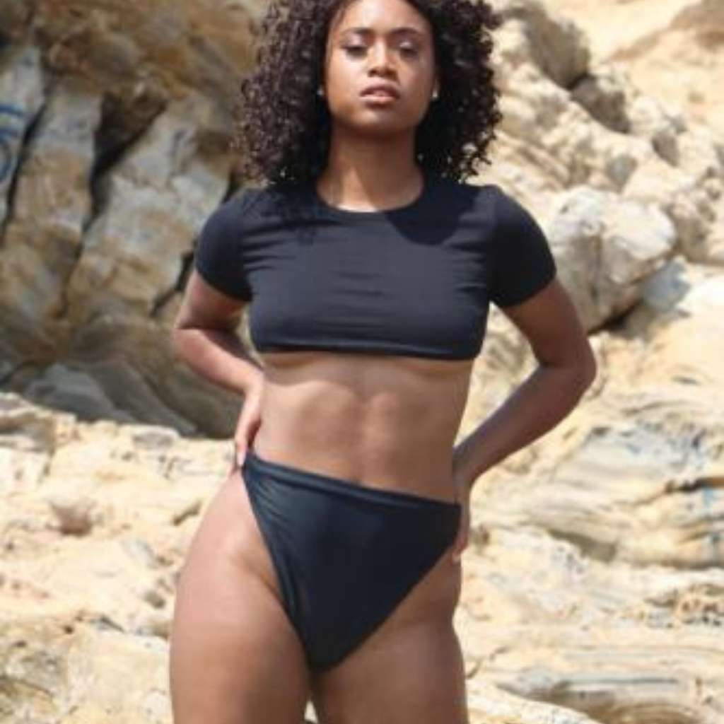 Female wearing black underboob crop top - DSY Lifestyle