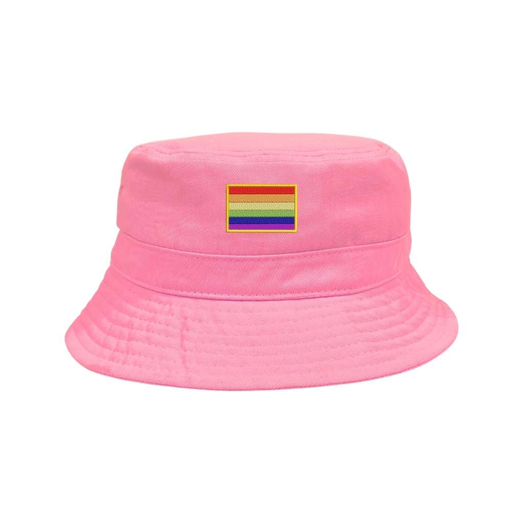 Embroidered Pride Flag on pink bucket hat - DSY Lifestyle