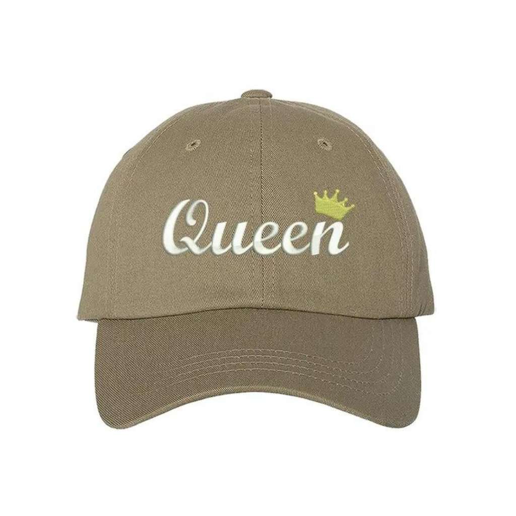Khaki baseball hat with Queen embroidered in white - DSY Lifestyle