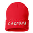 Cabrona Friends Font Cuffed Beanie, Cuffed Beanie Cap, Cabrona Embroidery, Embroidered Beanie Cap, Friends Font, Custom Embroidery, DSY Lifestyle Beanie, Red Cuffed Beanie, Made in LA