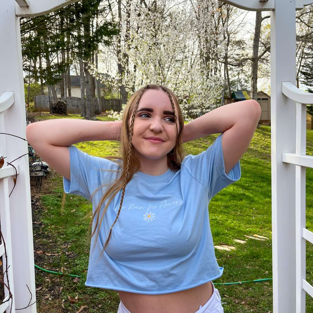 No rain no Flowers Sky Blue Crop Top - DSY Lifestyle