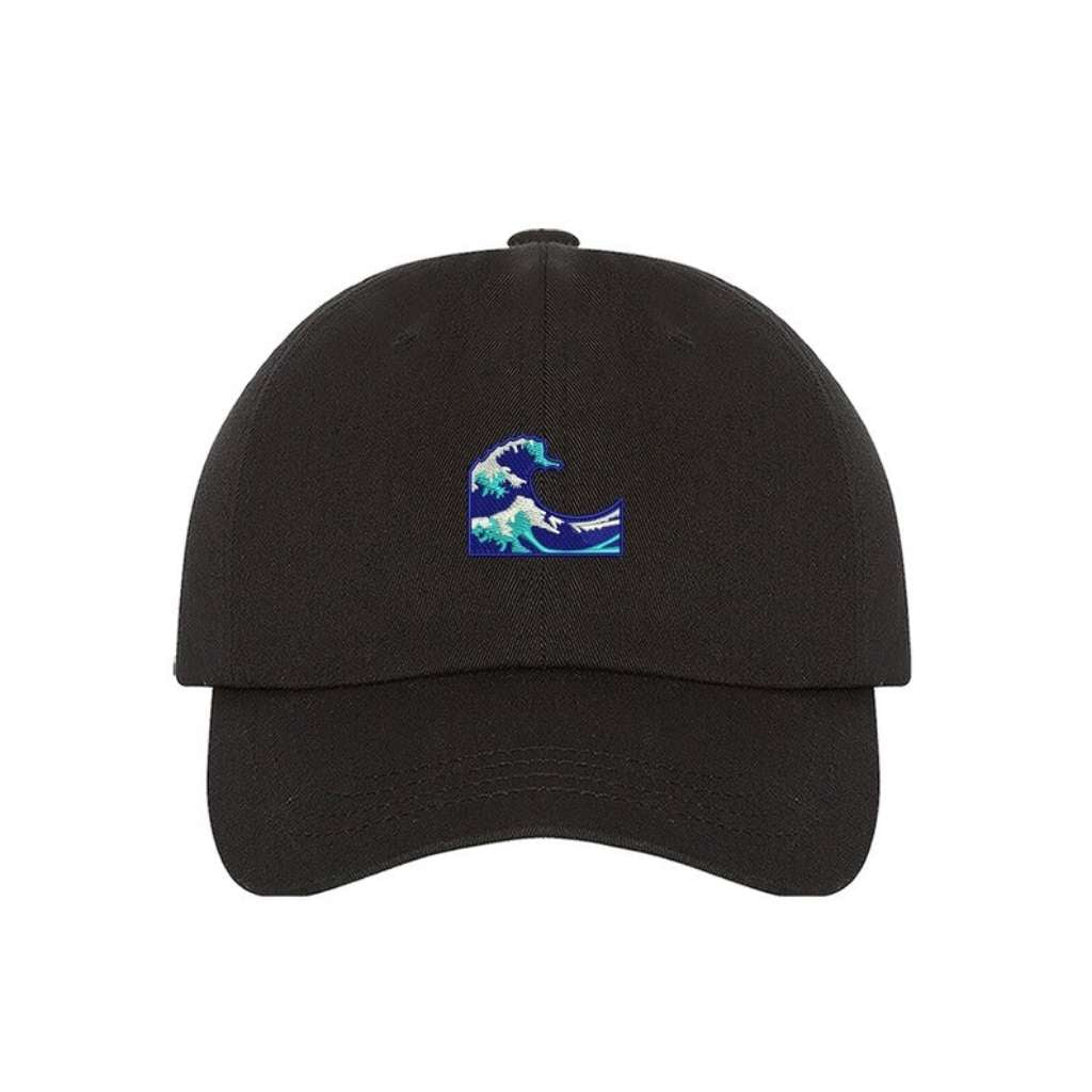Black Hat embroidered with a ocean wave - DSY Lifestyle