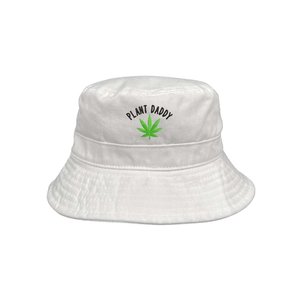 Embroidered weed plant daddy on an white bucket hat - DSY Lifestyle