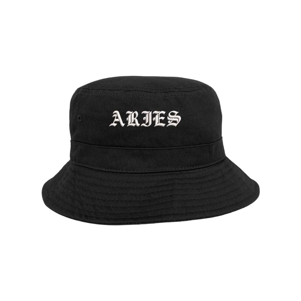 Embroidered aries on black bucket hat - DSY Lifestyle