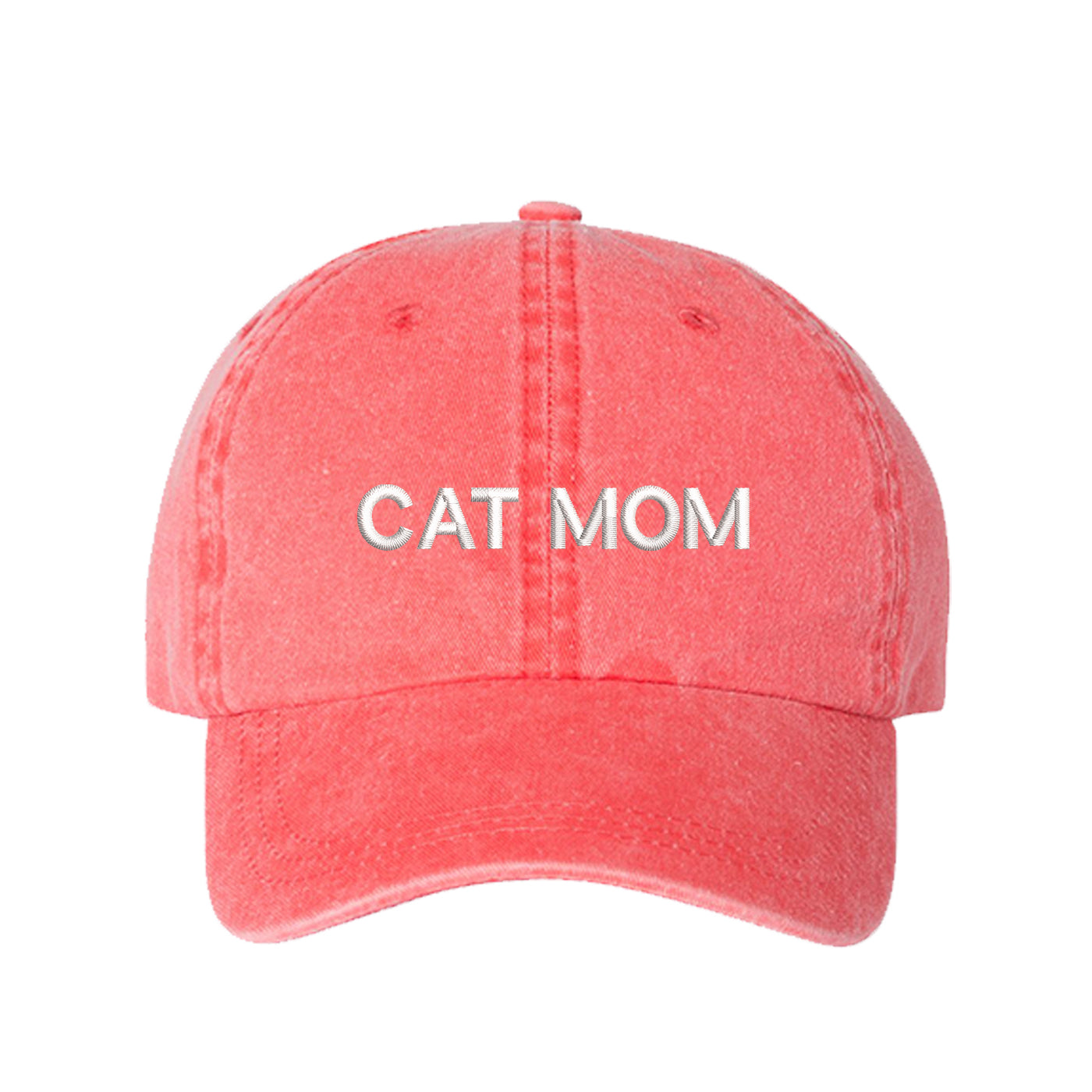 Cat Mom Washed Baseball Hat, Cat Mom Hat, Embroidered Dad Hat, Cat Mom, Cat Lover Hats, Cat Hats, DSY Lifestyle Hat, Coral Washed Dad Hat
