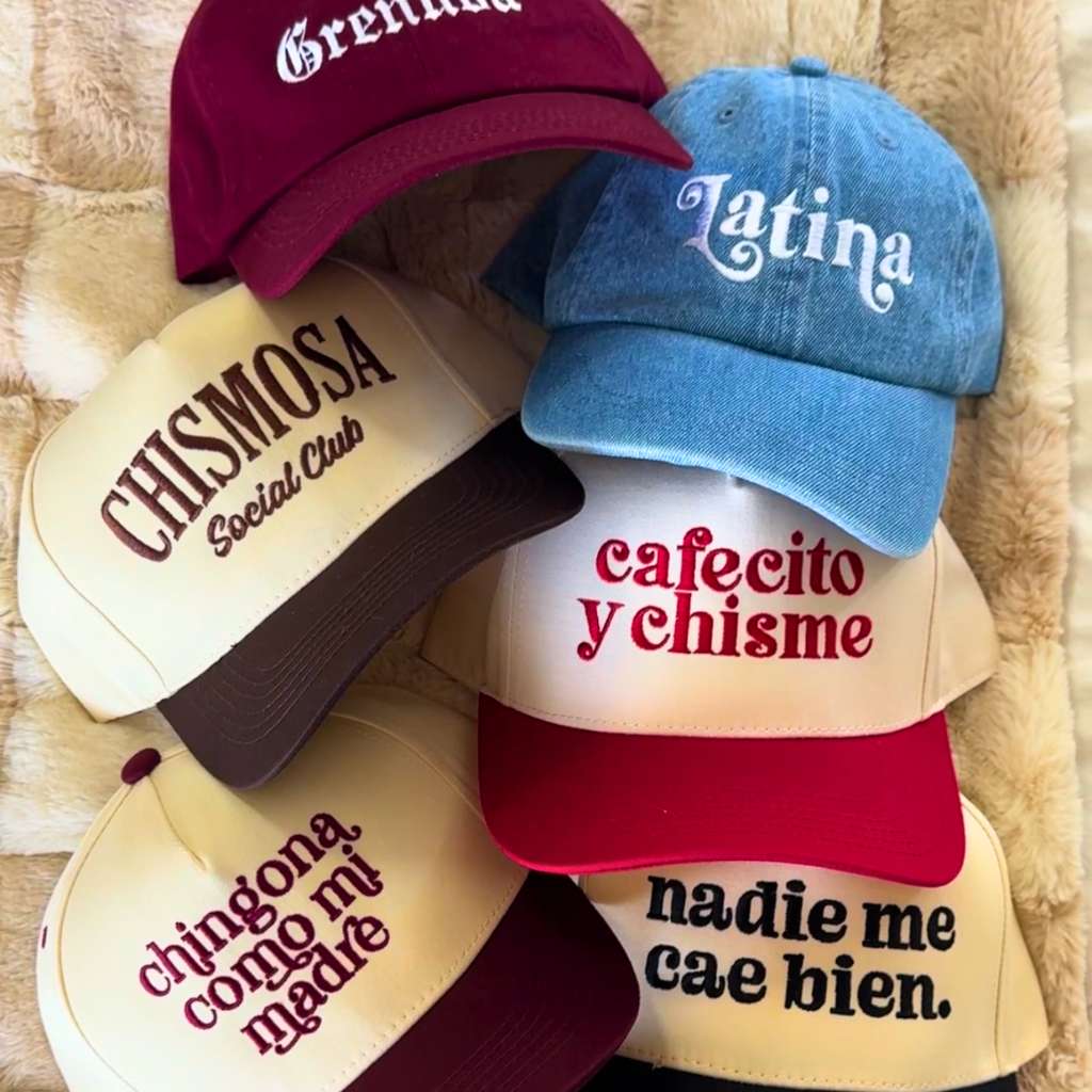 DSY Lifestyle embroidered Latinx statement hat with Spanish phrase or cultural detail, perfect for Latinas who wear their mood and pride with confidence.
