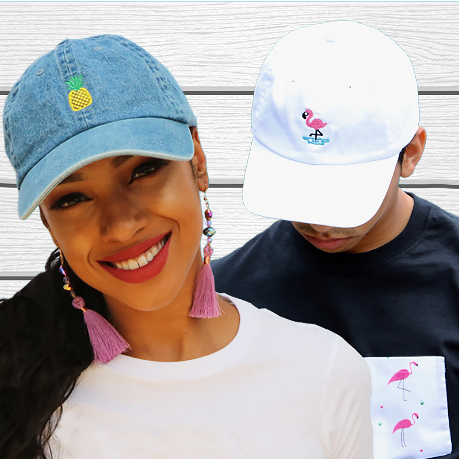 embroidered dad hat, pineapple dad hat, denim dad hat, pineapple dad hat,  flamingo dad hat,  white flamingo dad hat, custom dad hat, embroidered baseball hat