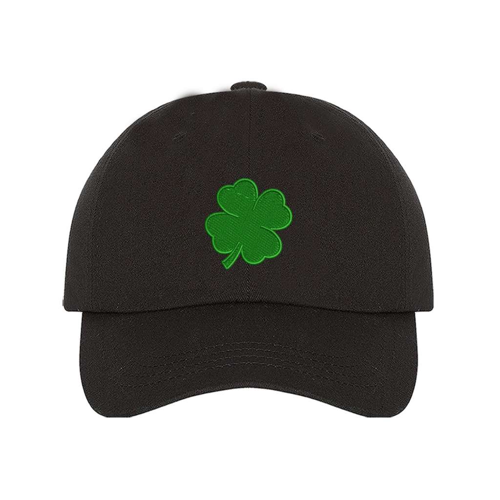 Green Four leaf clover on a black baseball cap - DSY Lifestyle