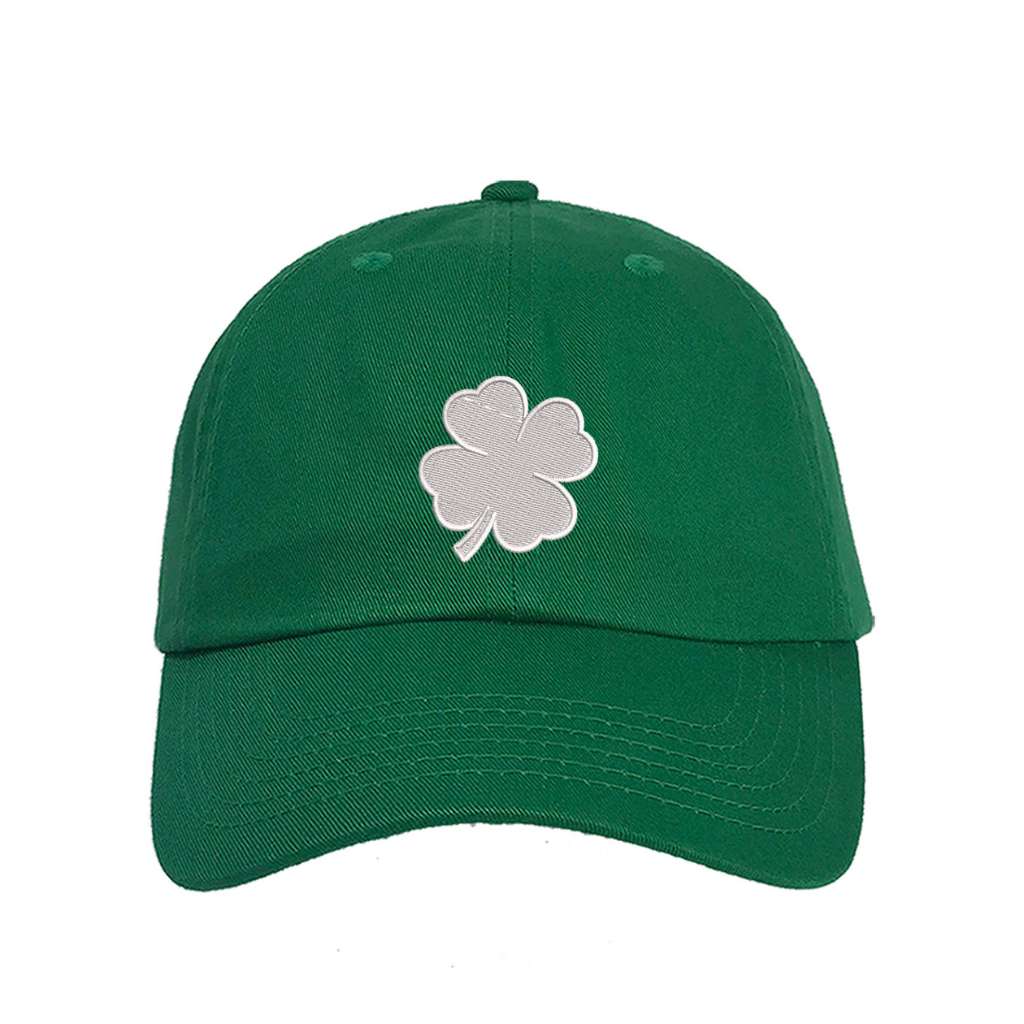 Green Four leaf clover on a Kelly Green baseball cap - DSY Lifestyle