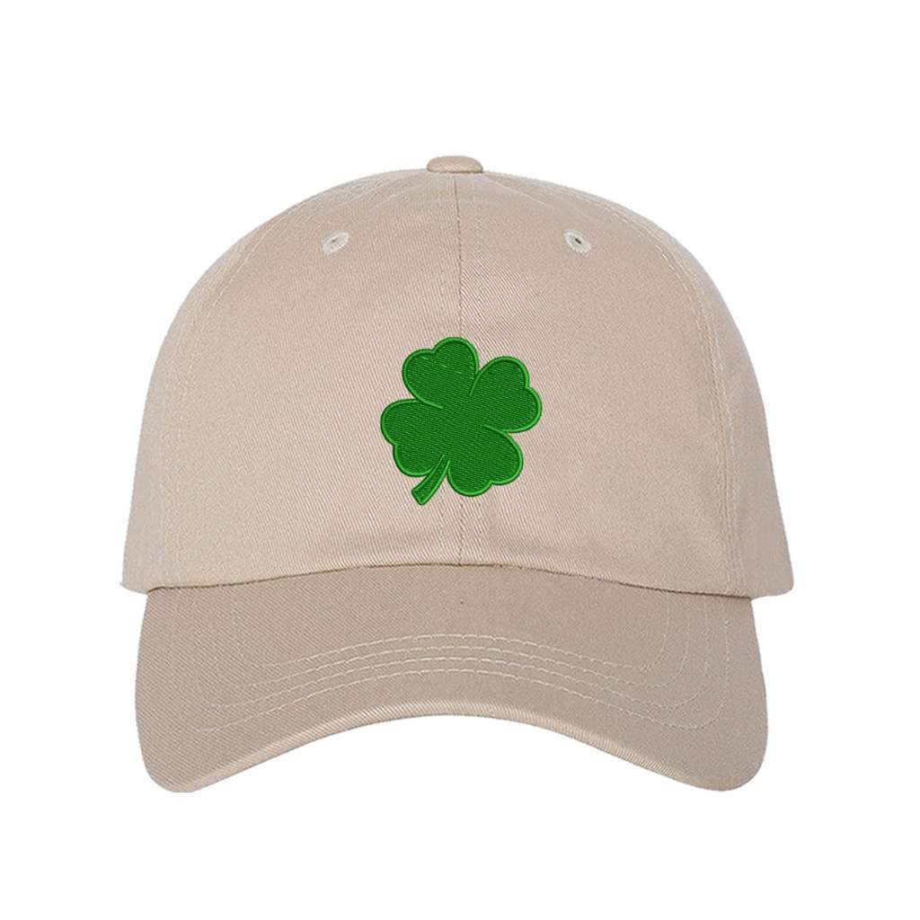 Green Four leaf clover on a Stone baseball cap - DSY Lifestyle
