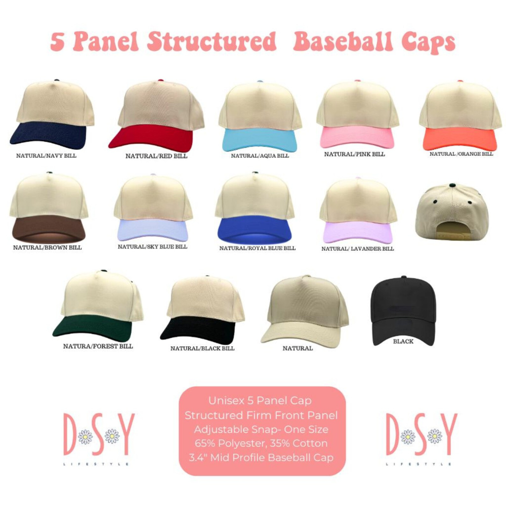 DSY Lifestyle five-panel hat color chart