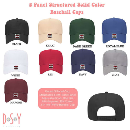 5 Panel Solid Color baseball hat color Chart
