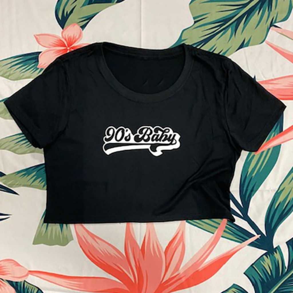 Black Underboob tee with 90&