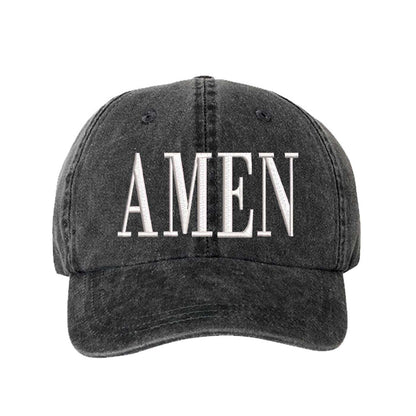 Black Amen Washed Statement Baseball Hat – a washed, relaxed-fit statement cap designed for everyday comfort and real-life moods. Trendy, adjustable, and effortlessly stylish. - DSY Lifestyle