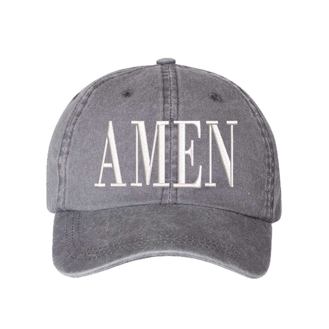 Gray Amen Washed Statement Baseball Hat – a washed, relaxed-fit statement cap designed for everyday comfort and real-life moods. Trendy, adjustable, and effortlessly stylish. - DSY Lifestyle