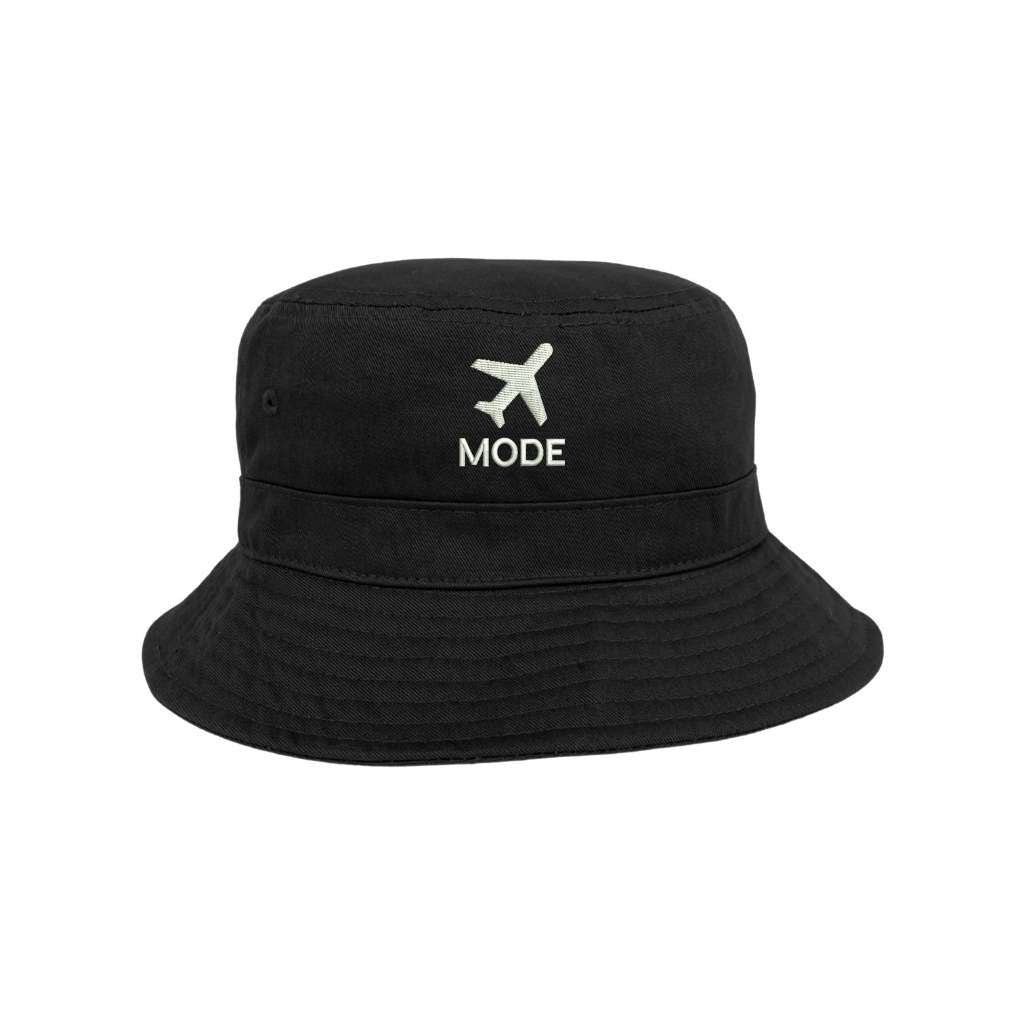 Airplane Mode embroidered black bucket hat - DSY Lifestyle