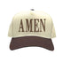 Natural Brown Amen Two-Tone Embroidered Baseball Hat featuring clean white embroidery on a crisp natural crown with a contrasting visor; a modern faith statement piece by DSY Lifestyle.