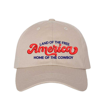 Land of the Free America Home of the Cowboy Embroidered Baseball Hat